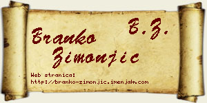 Branko Zimonjić vizit kartica